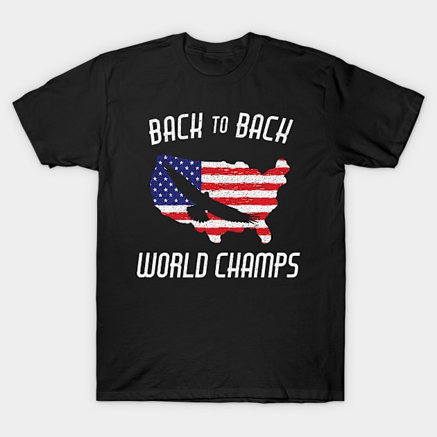 USA Back to Back World Champs Eagle Soaring America T-Shirt by Bluebird Moon